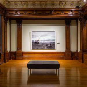 Large photograph hung in ornate room in the American Swedish Institute