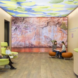 People sitting in innovative waiting area of children's pain clinic